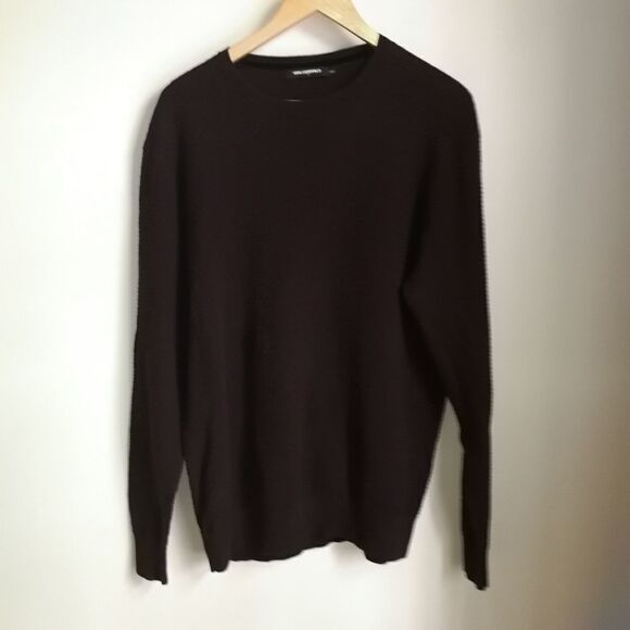 KARL LAGERFELD Burgundy Honeycoomb Cotton Knit Crewneck Sweater Size Medium - Picture 2 of 13